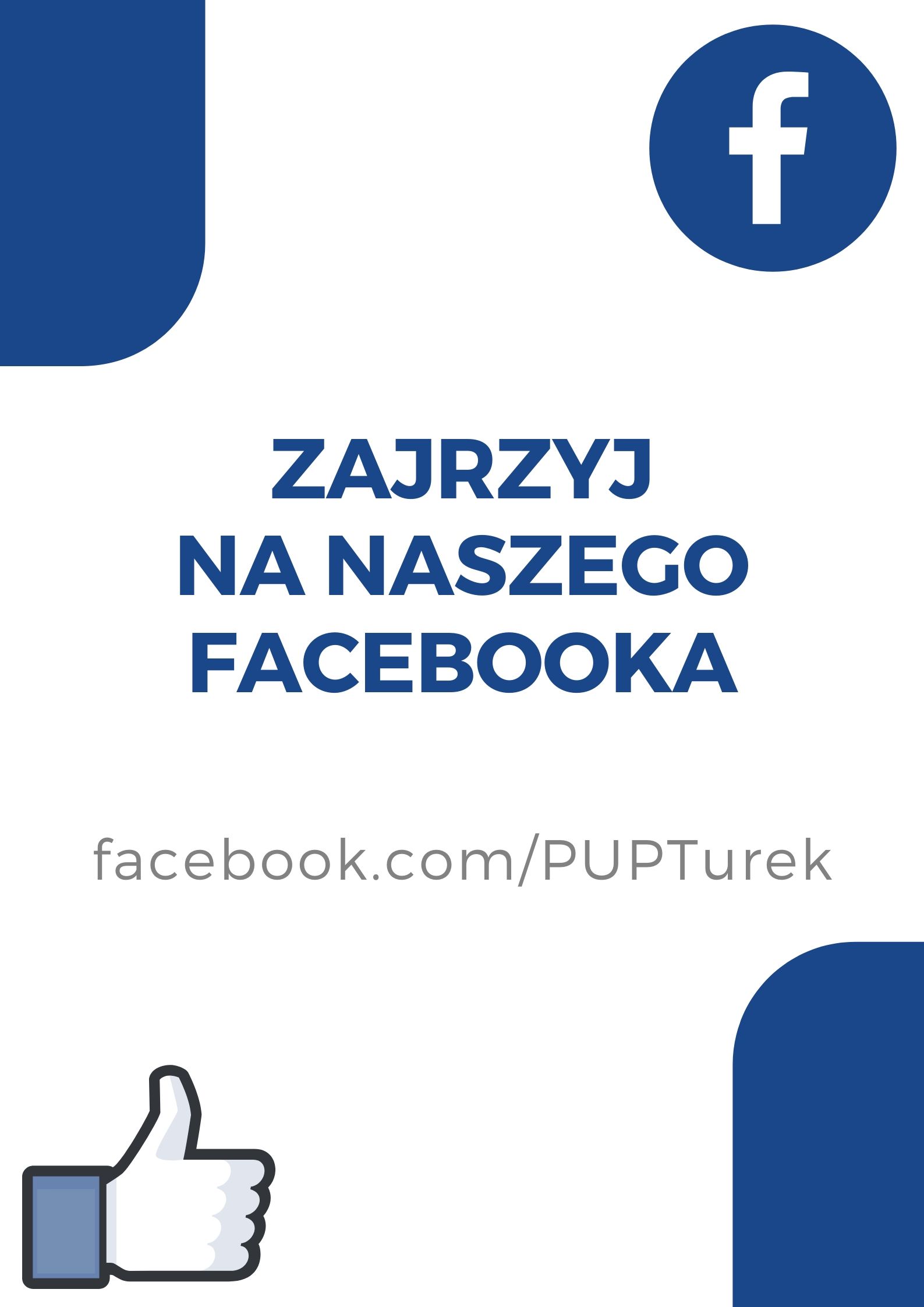 Plakat promujący Facebook Urzędu Pracy